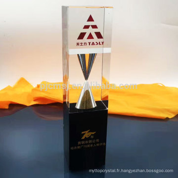 Récompense de trophée en cristal de nouveau prix de prix attrayant de qualité supérieure avec le sablier